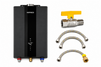 Aquecedor de Água a Gás GLP Komeco Preto 26BK Home 26L + Kit de Instalação