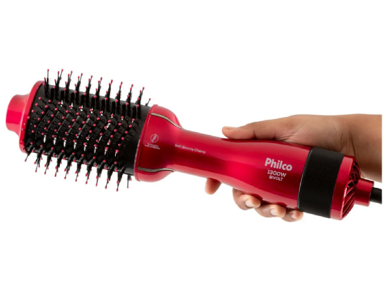 Escova Secadora Philco 1300W Cerâmica Turmalina - com Íons 2 Velocidades Soft Beauty Cherry PEC13 - Bivolt