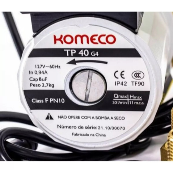 Bomba Pressurizador De Água Quente e Frio Tp40 G4 120w Komeco - 220v