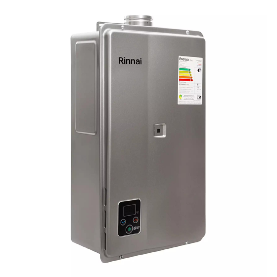 Aquecedor de Água a Gás GN Digital Rinnai 27 Litros E27 Bivolt - PRATA
