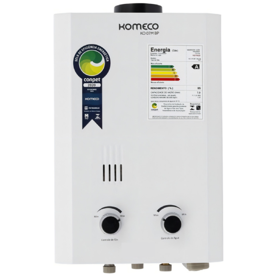 Aquecedor A Gás Komeco 7 Litros GN KO 07m G2 Slim - Branco