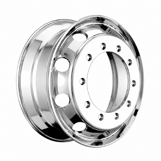 Kit 2 Rodas de Alumínio Pedroni NC+ Aro 22.5x8.25 Polida Dupla Face 10 Furos