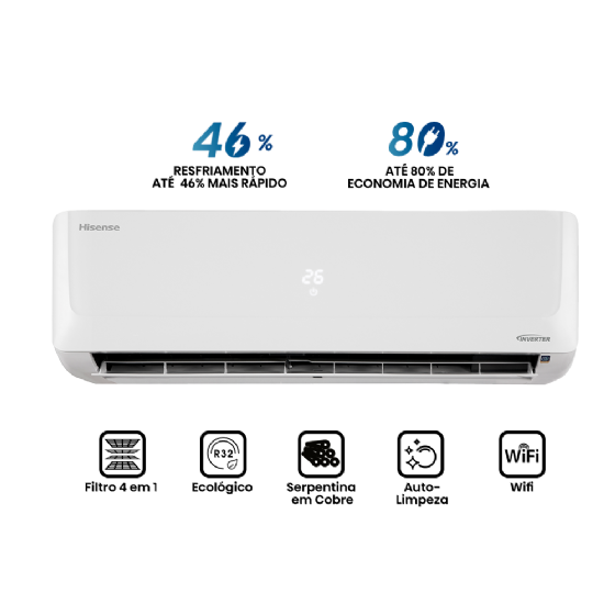 Ar Condicionado Split Hi Wall Inverter Hisense Hi Connect 9000 BTUs Quente/Frio 220V
