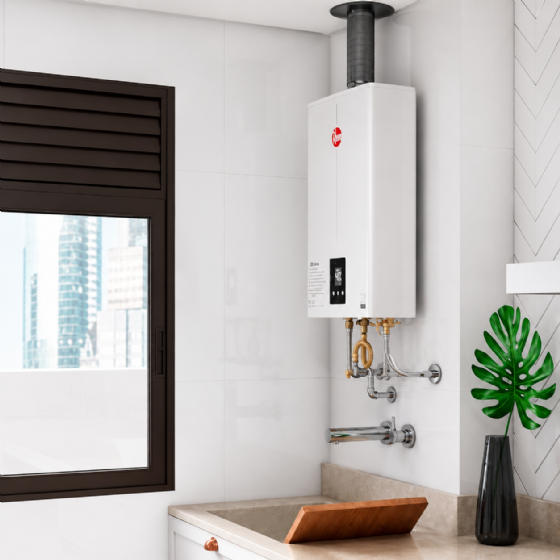 Aquecedor de Água a Gás Rheem 20 Litros Digital GLP Branco Bivolt