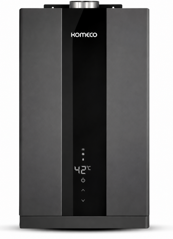 Aquecedor de Água a Gás GLP Komeco Preto 26BK Home 26L + Kit de Instalação