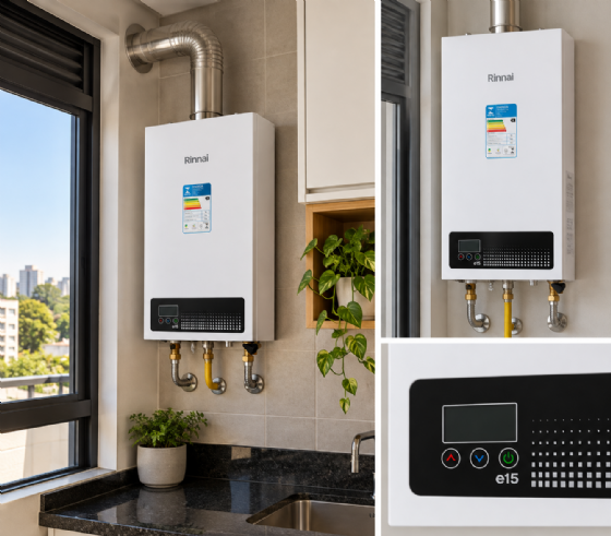 Aquecedor a Gás Digital Rinnai E15 15 Litros GN Branco