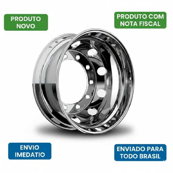 Roda Pedroni NC+ Alumínio 22.5x8.25 Polida Dupla Face â 10 Furos